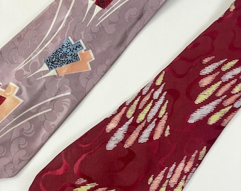 Vintage 1940s Silk Brocade Tie Abstract Deco