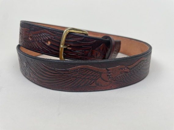 Vintage 70s Tooled Leather Belt: American Bald Eagle  display picture 3