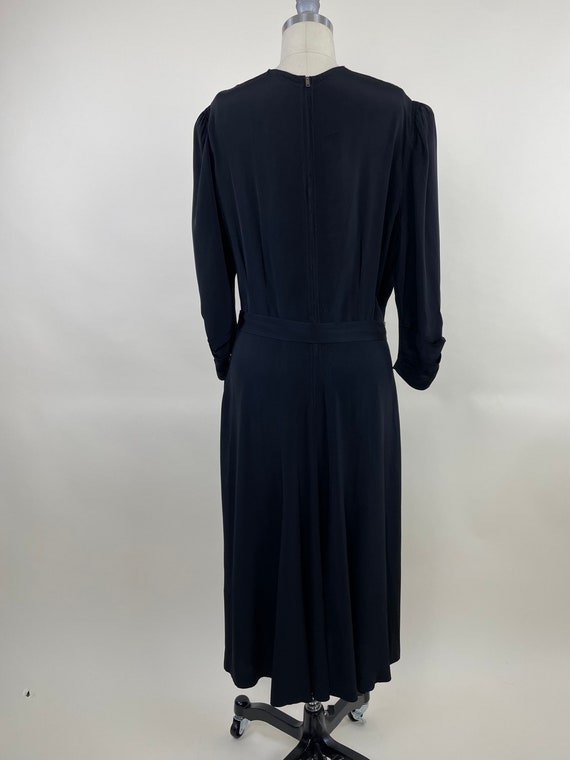 Vintage 1940s Jet Black Rayon Dress / Vintage 40s… - image 8