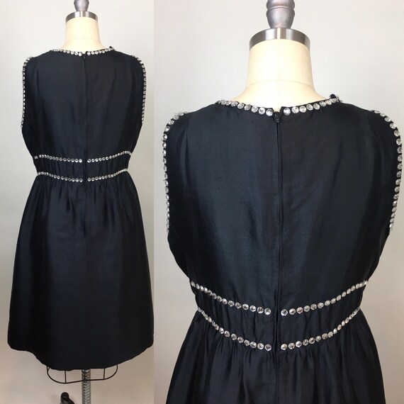 Vintage Oscar de La Renta Black Silk Shantung Rhi… - image 6