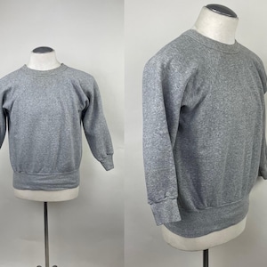 Vintage 1950s Healthknit Gray Athletic Pullover 100% Cotton Blank Sweatshirt / 50s Crew Neck Gym Shirt / Size XL 46-48