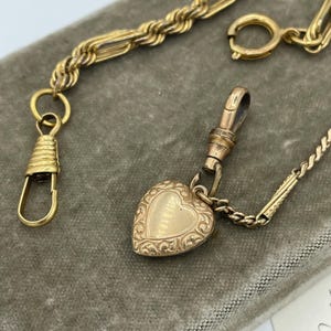 Antique Victorian Gold Watch Fob Fobs Vest Pocket Chain Charm / Stacking Necklace Chains Charms / Intaglio Locket