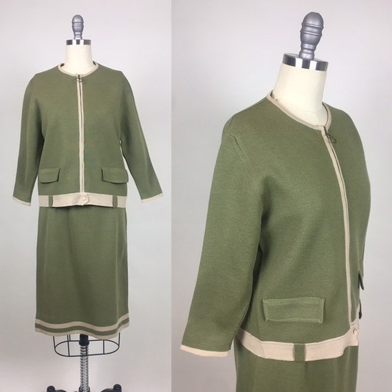 vintage 1960s Wool Knit Dress Set / Vintage 1960s