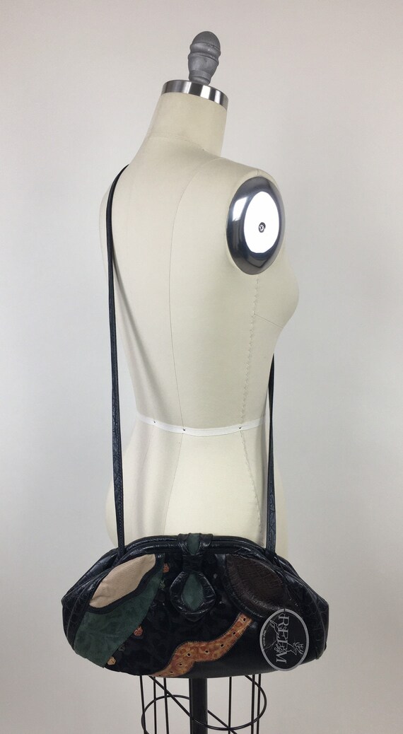 Vintage 1980s Leather Patchwork Convertible Cross… - image 2