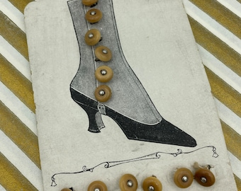 Antique Victorian 1800s High Button Shoe Boot Buttons / Disk Pin Shank Buttons / 5/16"