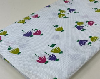 Vintage 1950s Floral Plisse Waffle Weave Crinkle Fabric