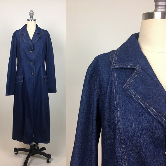 vintage Denim Duster Maxi Coat Jacket / vintage D