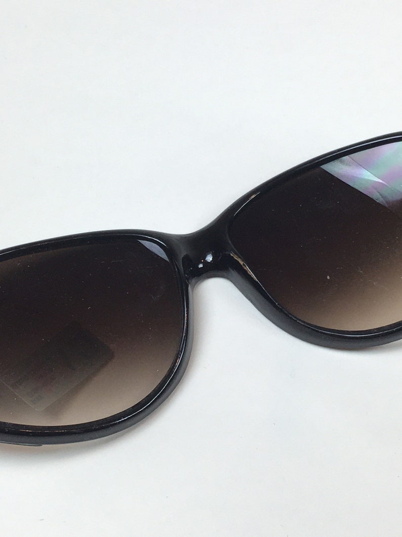 Vintage 1980s Large Framed Oversized Black Purple Mob Wife Sunglasses / 80s Big Fashion Sunglasses image 6