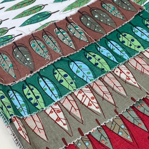 Vintage 1950s Hand Print Abstract Leaf Leafy Drape / 50s Printed Drapery Sample / Vintage 50s Pillow Upholstery Fabric