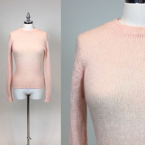 Vintage 1950s Pink Pullover Sweater / vintage 50s
