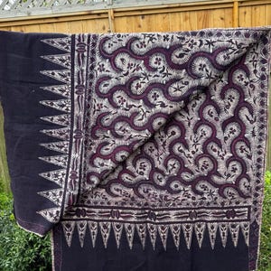Vintage indigo tubanbatik handgeweven omslagdoek van Indonesisch textiel