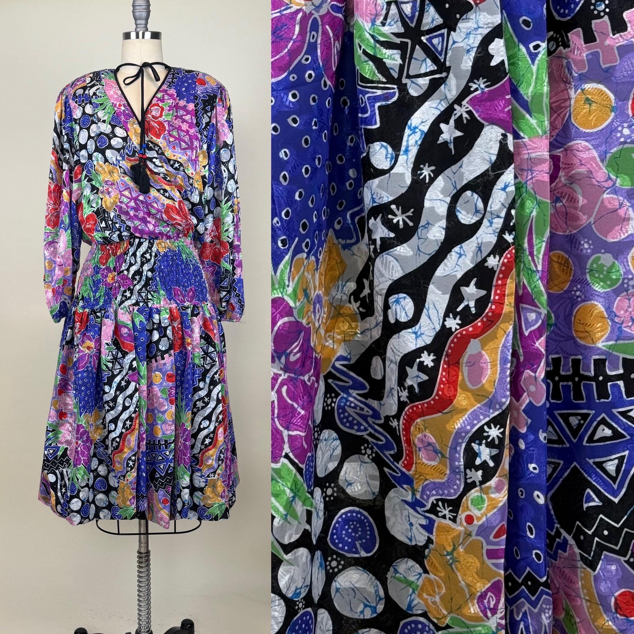 diane freis サイケデリック柄　　チュニック　ブラウス Diane Freis - Etsy