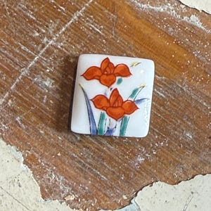 Vintage Japanische Blumen Iris Blume Porzellan Knopf