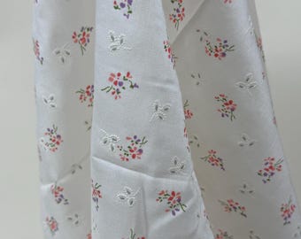 Vintage 1980s Pink White Eyelet Small Print Floral Fabric / 2 Yards 20"