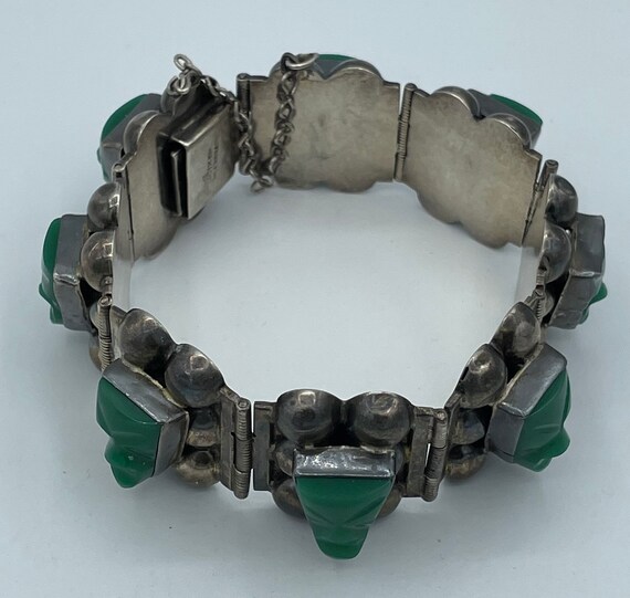 Vintage 1940s Mexican Sterling Silver Green Onyx … - image 3