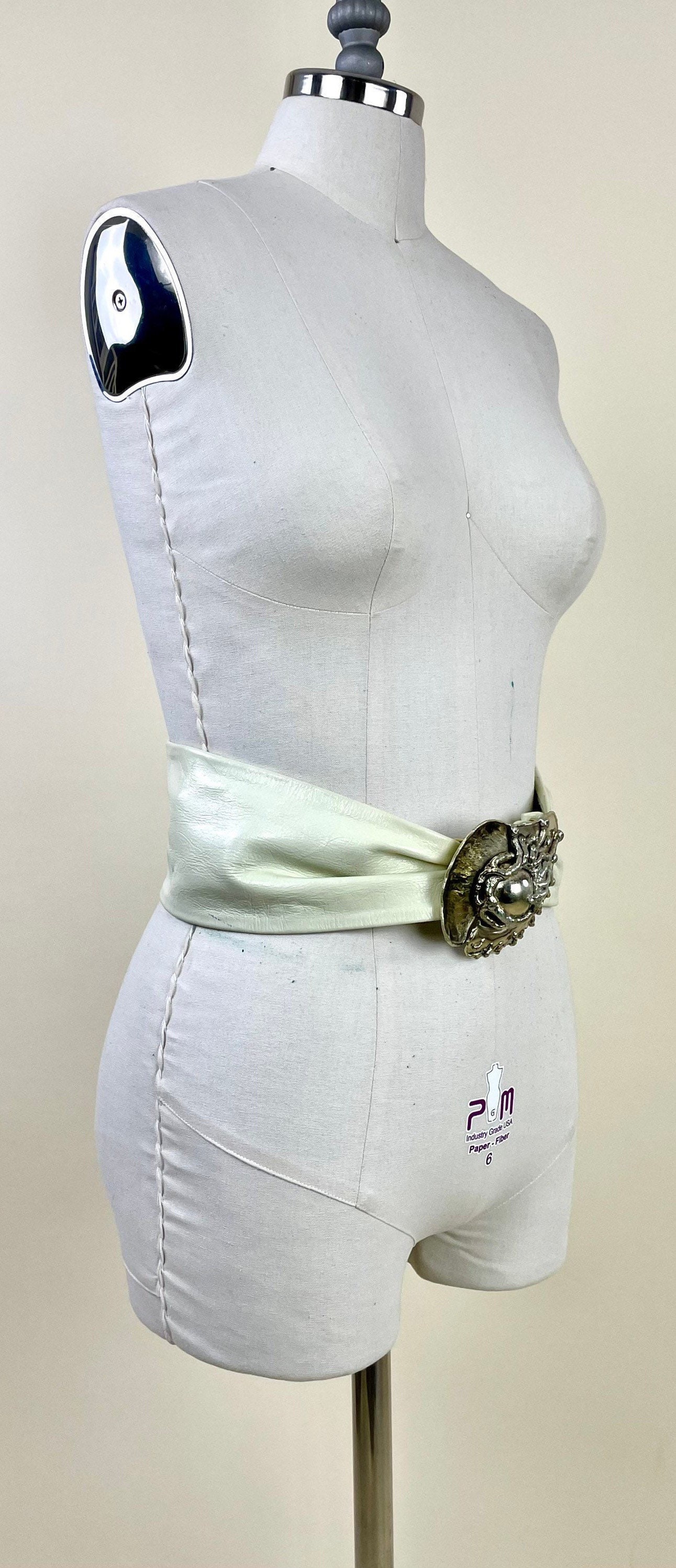 Vintage Brutalist Modern White Leather Mixed Metal Statement  display picture 1