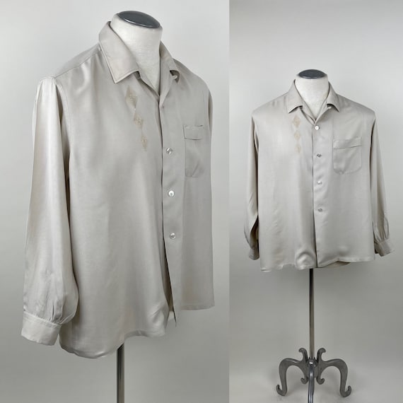 Vintage 1950s Mens Rayon Shirt / 50s Kentfield Lo… - image 1