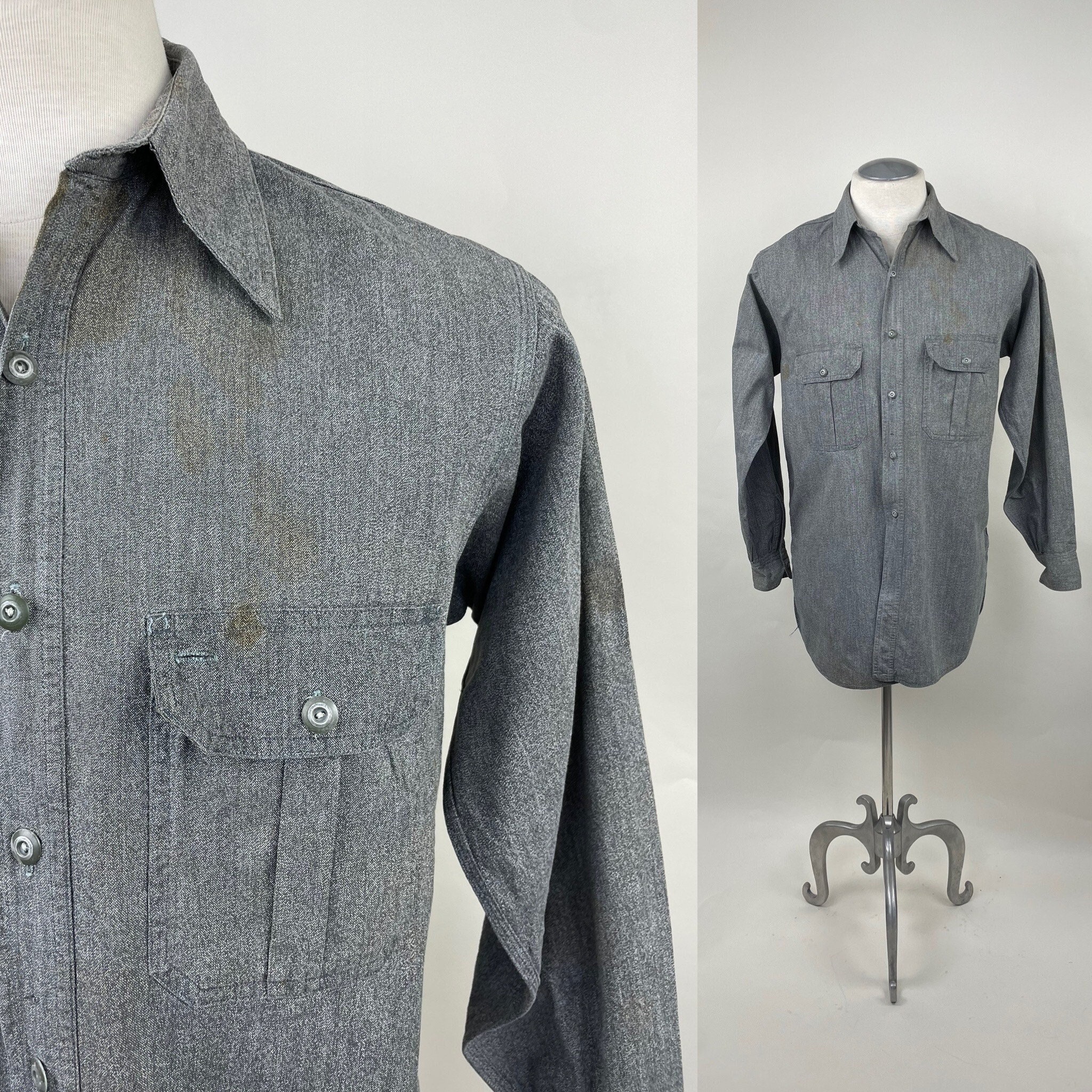 Vintage 1940s Montgomery Wards Salt and Pepper Mens Oxford Work 
