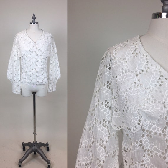 Edwardian White Eyelet Lace Blouse / Antique Edwar