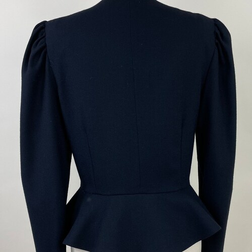 Vintage 1980s Nordstrom Gallery Black Rayon Gabardine Suit Blazer Peplum / shops Vintage 80s does 40s Short Jacket Coat