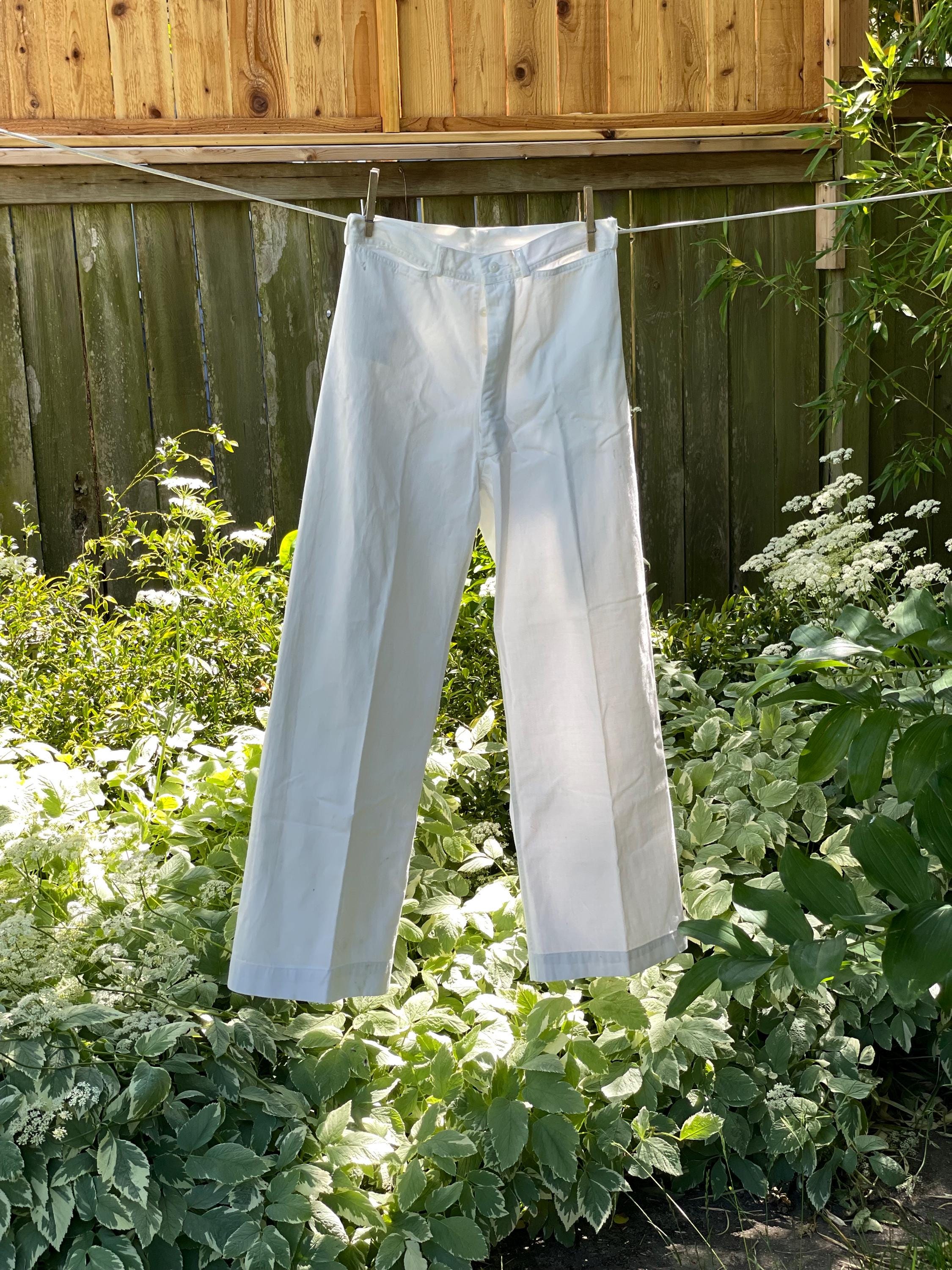 Vintage 1940s White Navy Sailor Military Crackerjack Summer White