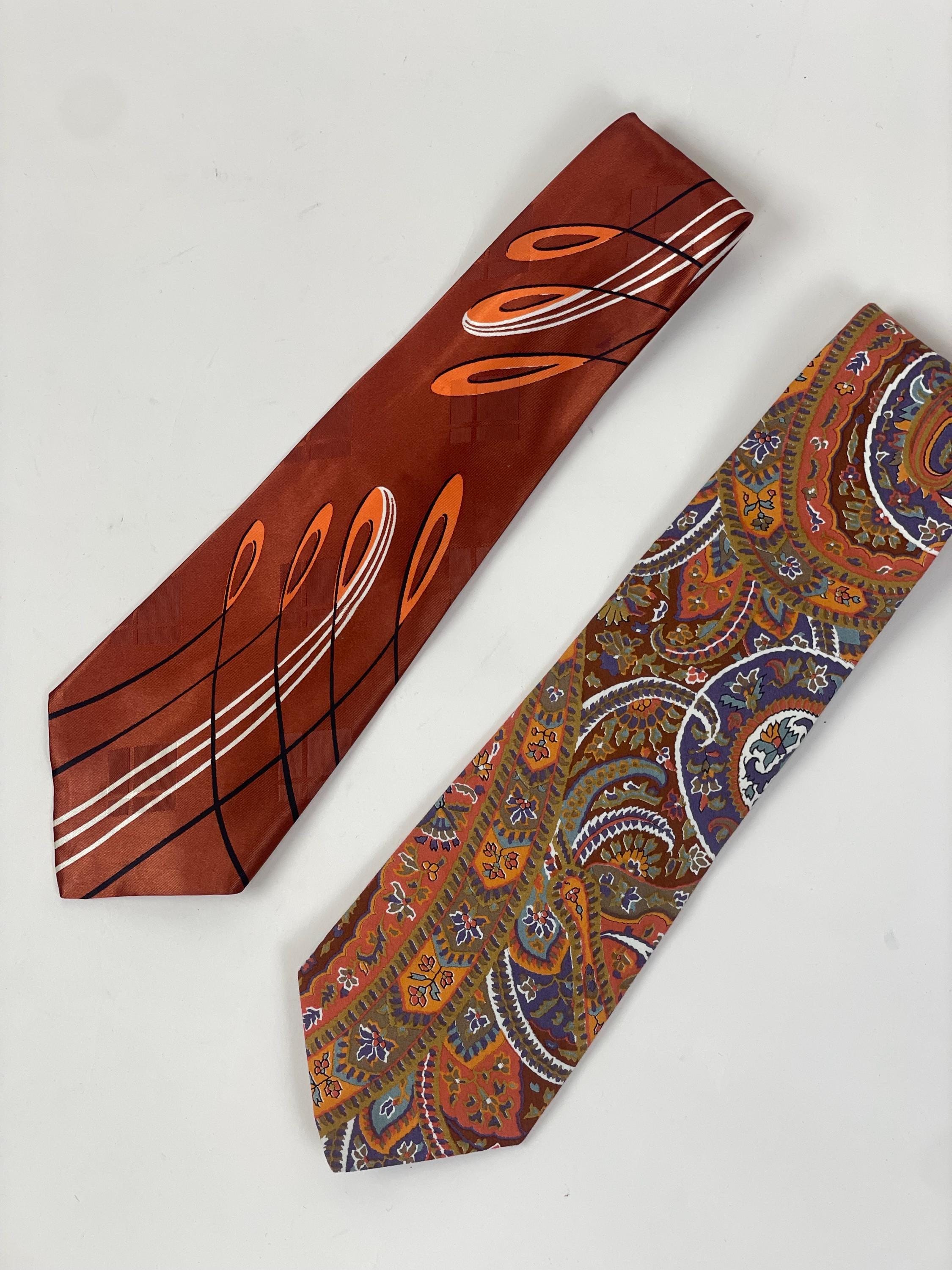 Vintage 1940s 1970s Graphic Paisley Wide Tie - Etsy
