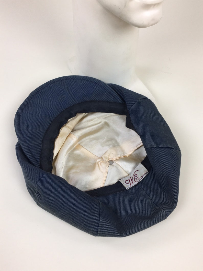 Rare Vintage 1930s Slouchy Pageboy Blue Denim Twill Driving Newsboy Cap / 30s 8 Panel Hat / W E Seattle image 9