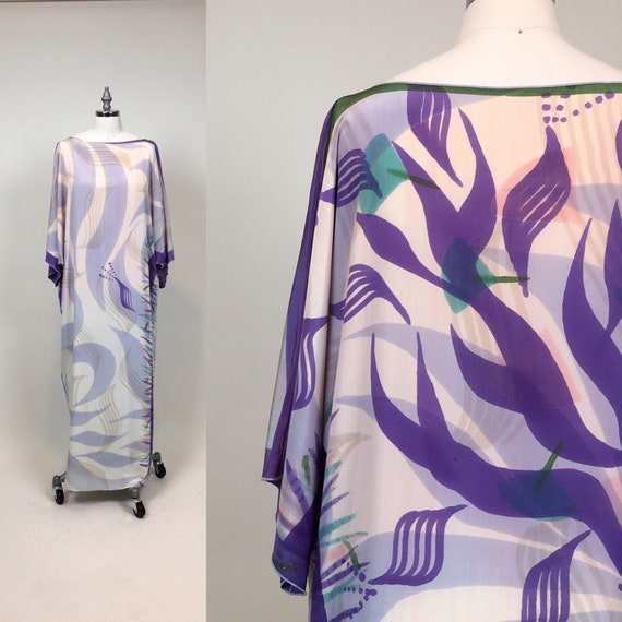 vintage 1960s Silk Crepe Caftan Dress / vintage 19