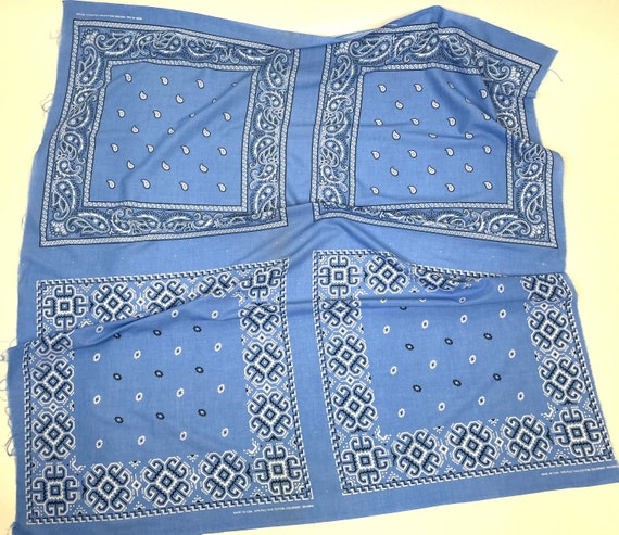 Vintage Sky Blue Cowboy Western Uncut Bandana - Etsy