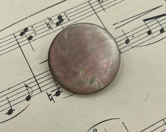 Antique Smokey Pink Iridescent Pearl Shell Button / 1800s Tinted MOP Shell / 11/16"