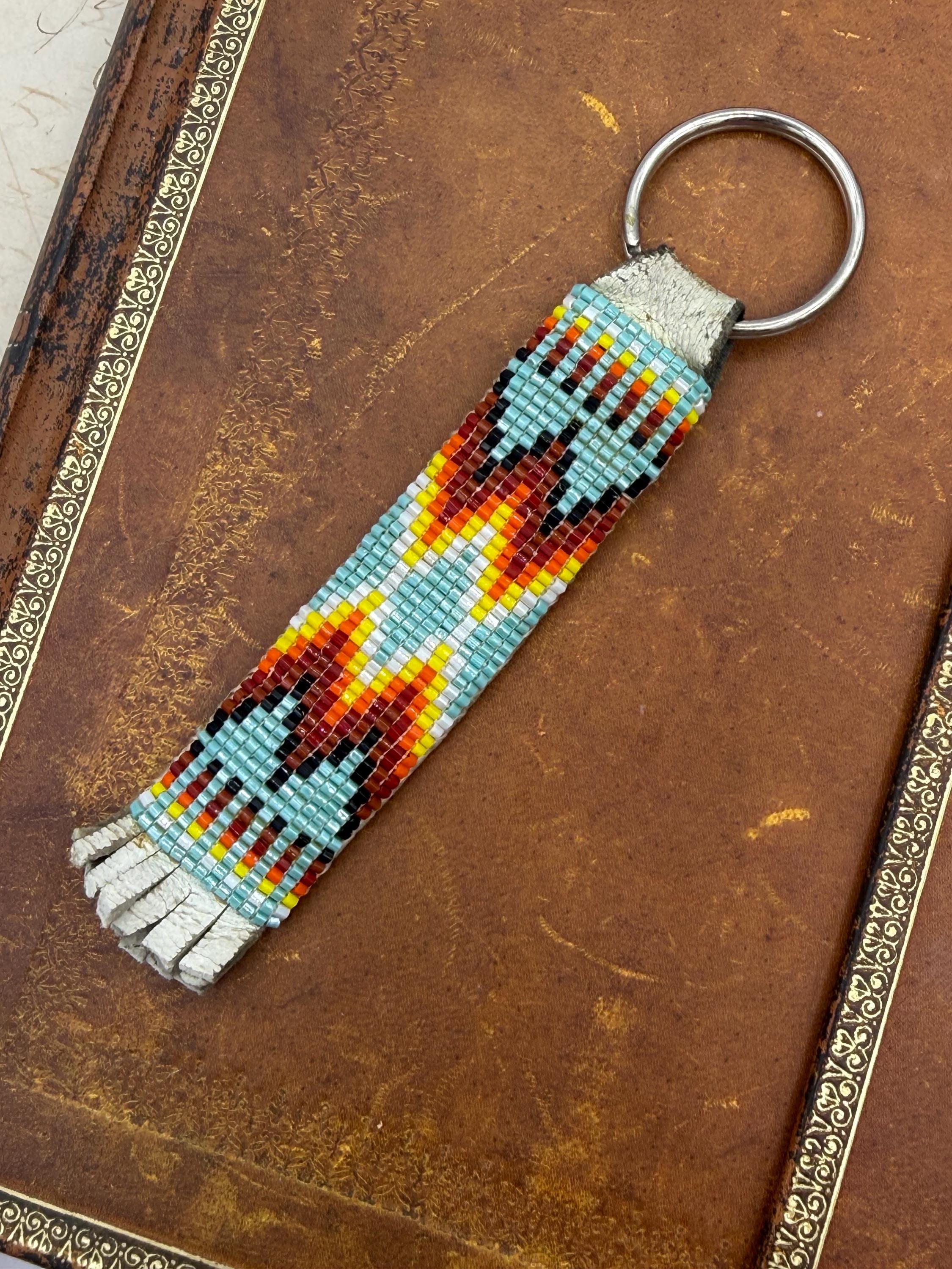 Native Key Chain Vintage 1950s Geometric Native American Beaded Keychain - Etsy