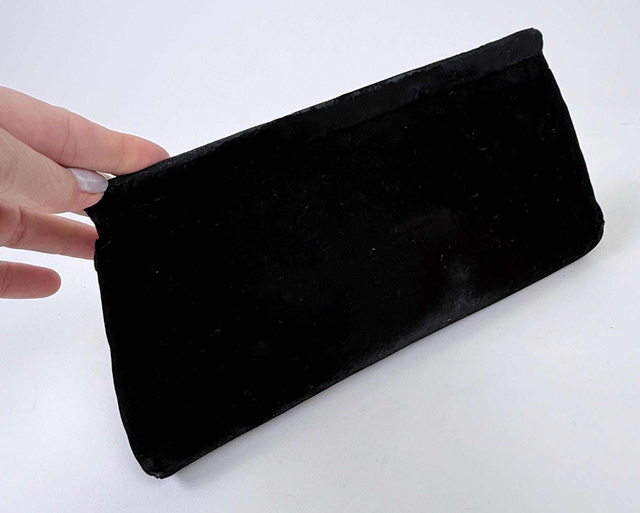 キルティングデザインのブラックベルベットクラッチ ヴィンテージ 1950年代 1960年代 ブラックベルベット クラッチバッグ