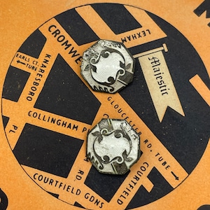 Vintage 20th C Enamel Sterling Silver Cuff Button Cufflinks