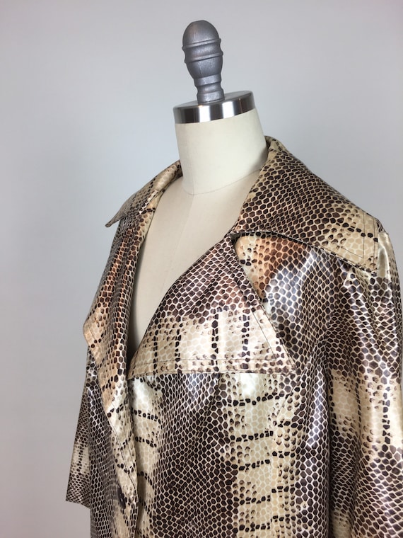 Vintage 1970s Snakeskin Print Coat Jacket / Vinta… - image 5