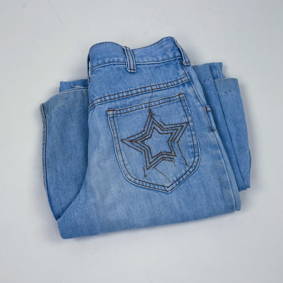 Vintage 1970s Star Pocket Bell Bottom Flair High Waisted
