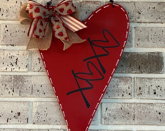Large Wood Heart Door Hanger| Valentines Day Decor| Heart Door Hanger| Door Wreath|MariasMakeryDesigns