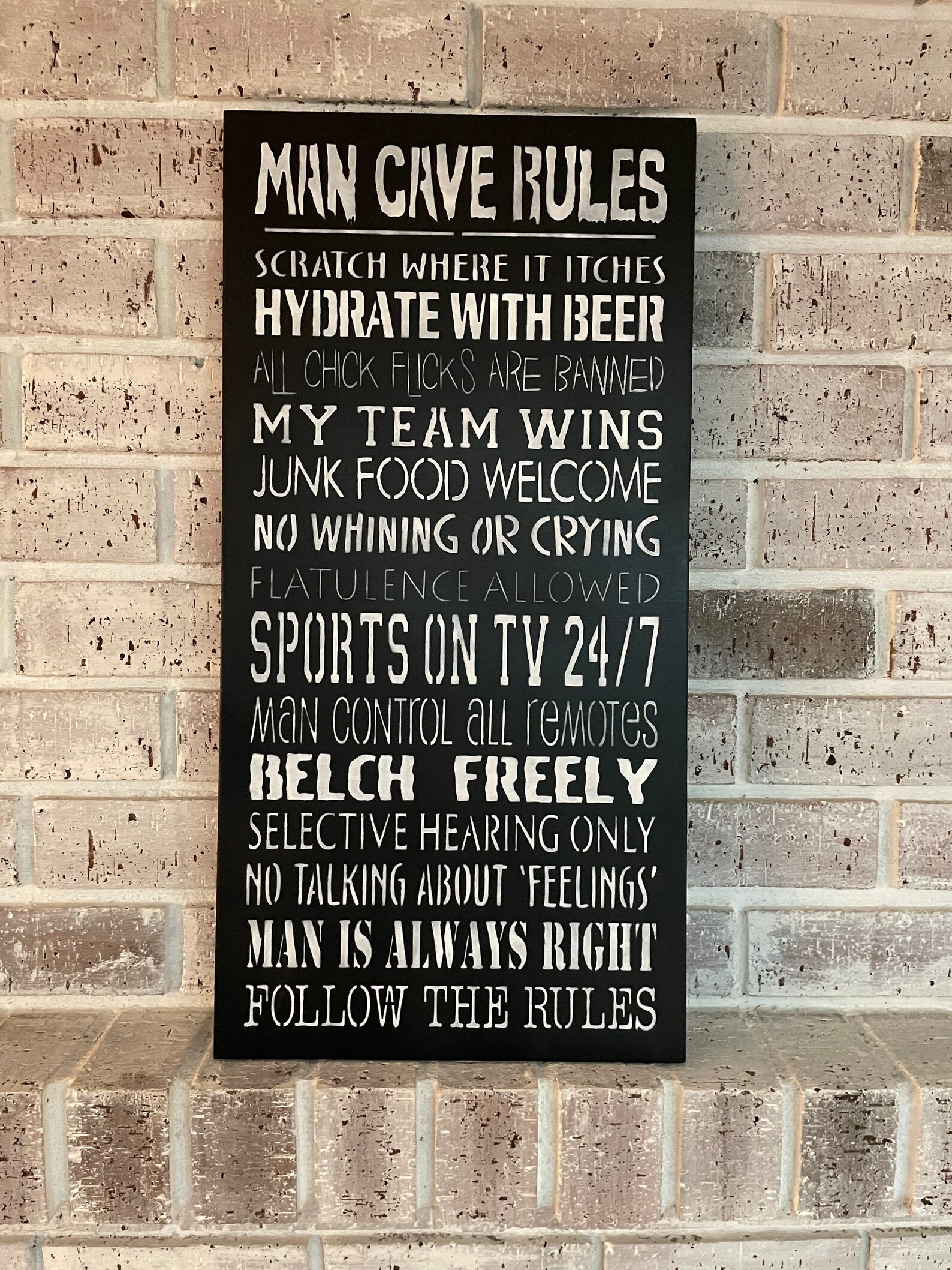 MAN CAVE RULES/ Hand Painted/ Wood Sign/ Typography/ Wall Etsy