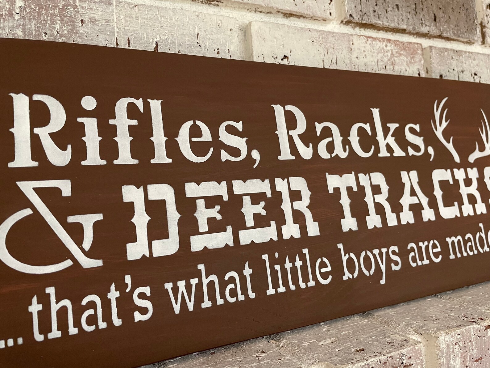 Rifles Racks & Deer Tracks/ Boys Sign/hand Painted/rustic Wood Etsy