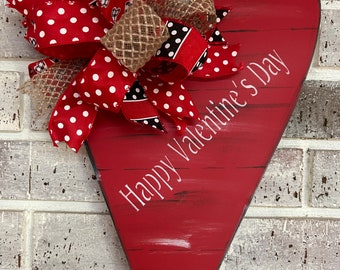 Large Wood Heart Door Hanger| Valentines Day Decor| Heart Door Hanger| Door Wreath|MariasMakeryDesigns