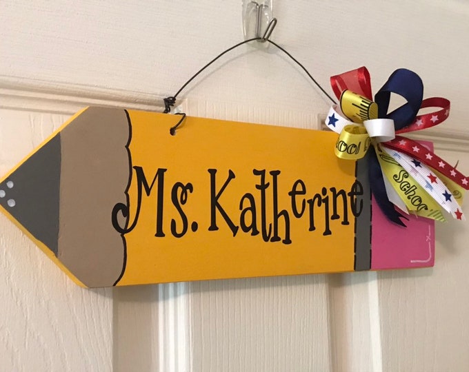 Teacher Pencil Sign|personalized|hand Painted|vinyl|classroom Decor ...