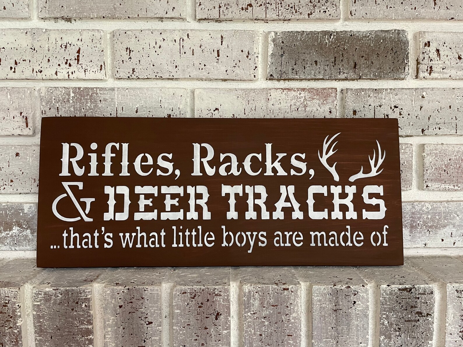 Rifles Racks & Deer Tracks/ Boys Sign/hand Painted/rustic Wood Etsy
