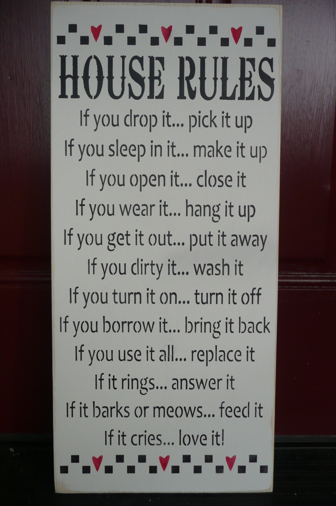 HOUSE RULES Hand Painted Wood Sign Home Decor Housewares Etsy