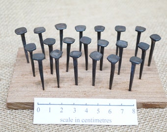 hand forged 40mm long square section steel nails roman to medieval period use