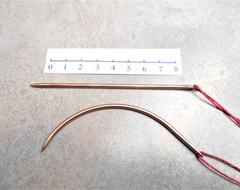 Anglo-saxon Viking Roman bronze needles 2.4mm diameter straight and curved set