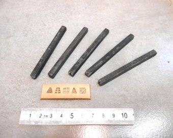 medieval leather stamp punch set of 5 designs Daegrad Tools Sheffield England