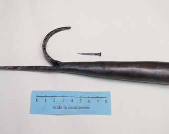 medieval hand forged socketed boat or bale hook
