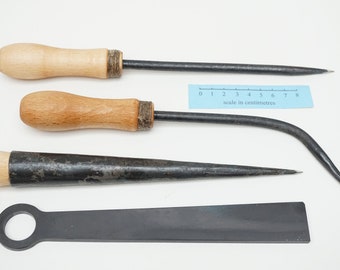 willow basket weaving tool with flax twine ferrules set of 4