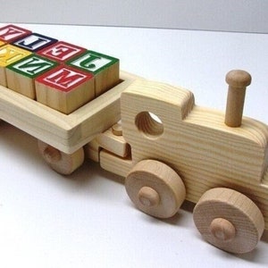 Wood Toy Train Alphabet Blocks & Animal Riders Kids Toys, Personalized Train W/ Alphabet Blocks, Wooden Train Christmas Gift Kids