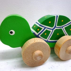 Wooden Toy Turtle, Car, Ladybug, Bunny,& Chicken Wood Push Kids Toy, Giveaways Toys For Children, Easter Gift Kids image 3