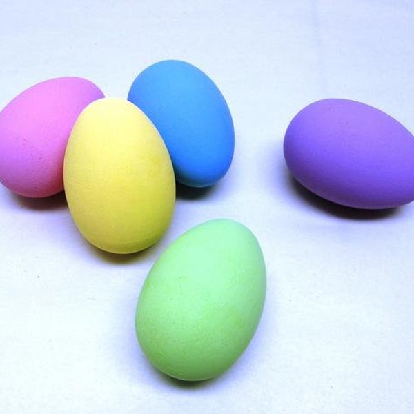 2 1/2" Wood Eggs, Set Of 5 Wooden Easter Eggs, Easter Basket Filler, Shape Like Hen Egg, 5 Pastel Colored Wood Easter Eggs, 5 Unpainted Eggs